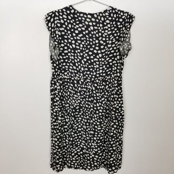 KIRUNDO Women Leopard Mini Dress Embroidered Floral Sz L V-Neck Flowy Boho - Picture 4 of 7